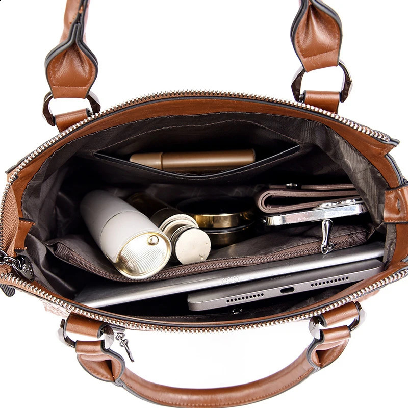 y genuine leather womens bag pattern shoulder cross body large capacity shopping cart casual handbag 240826