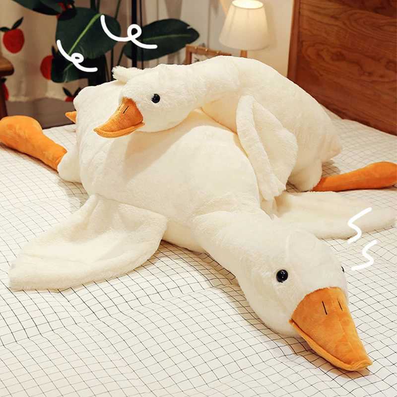 50-190cm cute fluffy large-sized white goose plush toy Kaii giant duck sleep pillow cushion stuffed animal doll childrens toy gift W250107