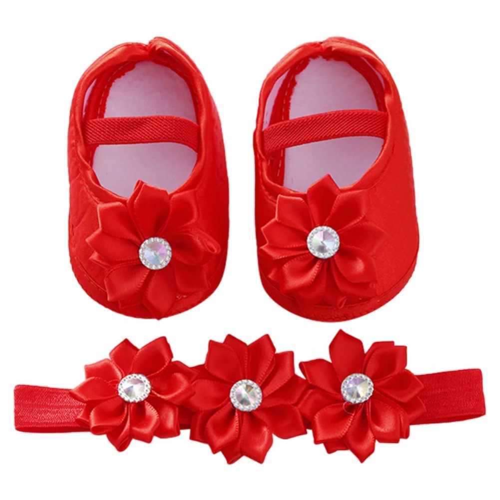 Baywell Summer Newborn Baby Flower Shoes+Headband Set Baby Lace Shoes Cute Preschool Soft Walkers 0-12 Months M240827