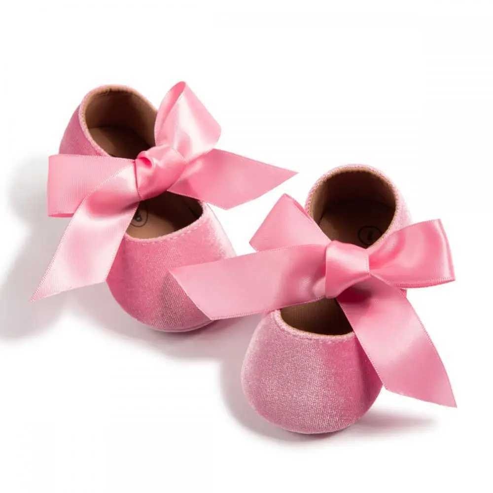 Baby girls first walking shoes cute bow edge shoes for baby princess soft soled non slip pedal shoes for children aged 0-18 months M240827