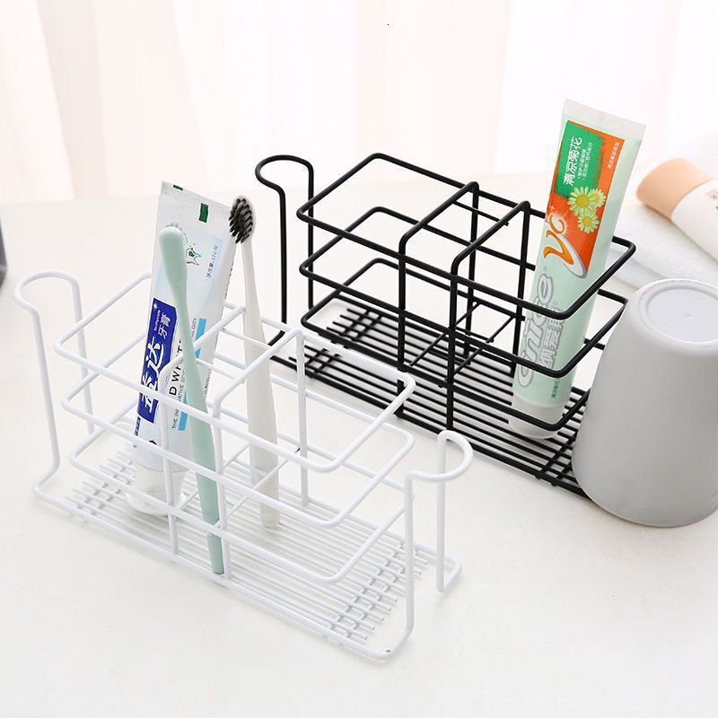 Toothbrush hole-free wall-mounted toilet mouthwash cup holder toothpaste storage rack