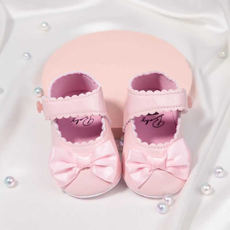 Baby shoes spring and autumn sweet princess shoes soft soled butterfly knot decoration apartment first step walker non slip leather shoes M240827