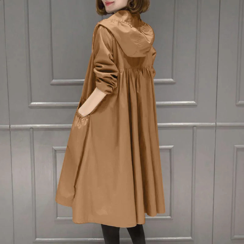 Windproof womens springsummer item Korean long loose oversized XXXL fashionable casual trench coat 240826