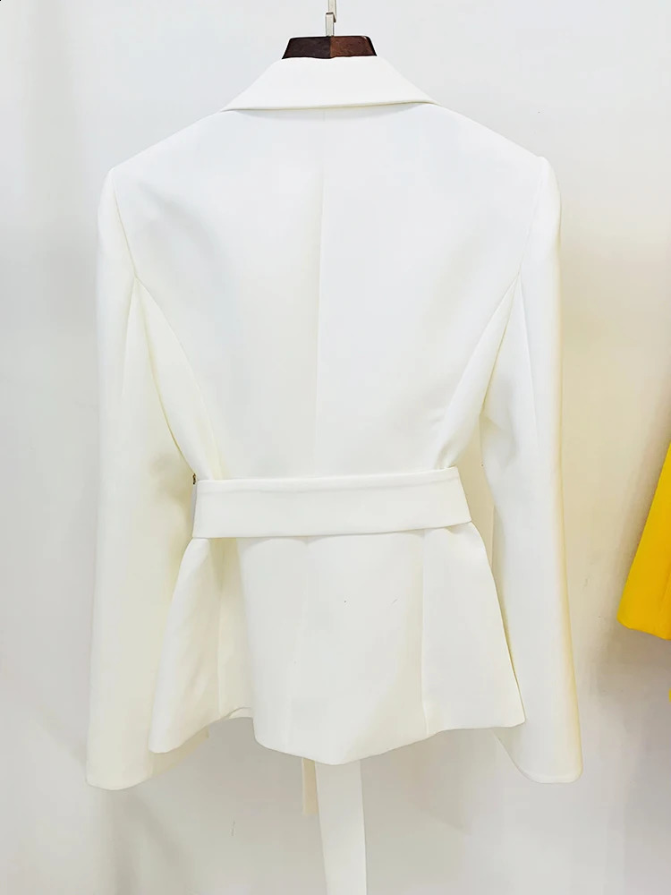 HIGH STREET est Fashion er Jacket Womens Slit Sleeve Rhinestone Diamonds Beading Belted Blazer 240826