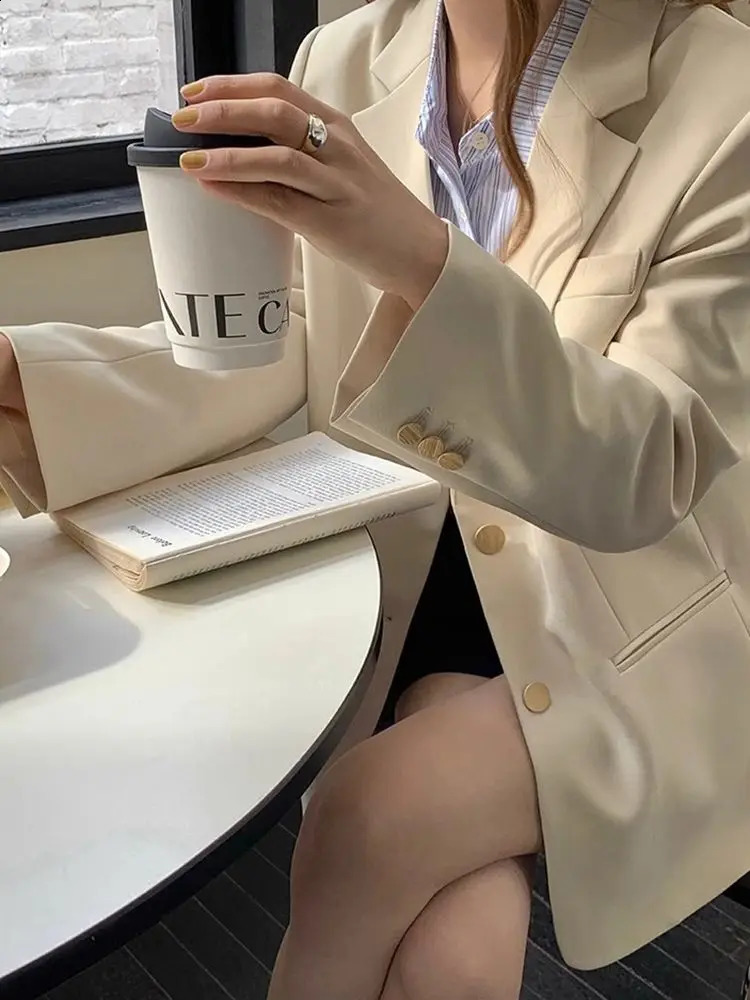 Fat MM Extra Large Size 150kg Lapel Collar Womens Suit Jacket Spring and Autumn Loose Korean Style Back Slit Casual Blazer 240826