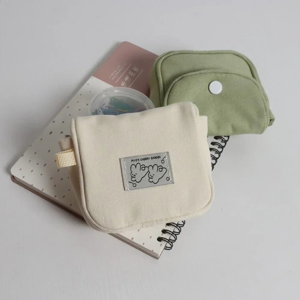 Portable coin wallet solid color mini cash lightweight cotton headphone bag womens key travel card holder 240827
