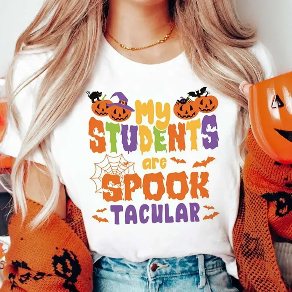 Harajuku Cute O-neck Printed Halloween Short sleeved Womens Summer Top Plus Size Fashion Edition Womens Casual T-shirt 240827