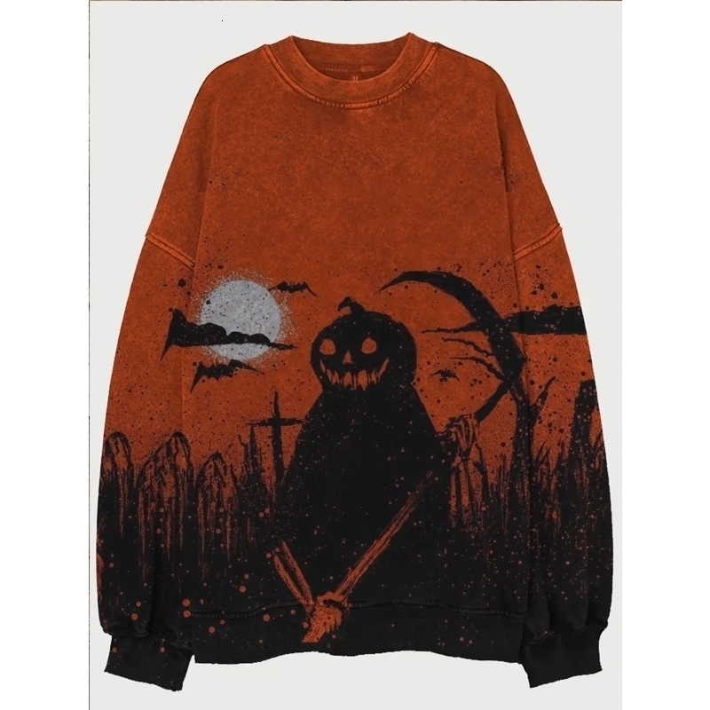 Retro Halloween Pumpkin Ghost Art Laundry Sweater 240826