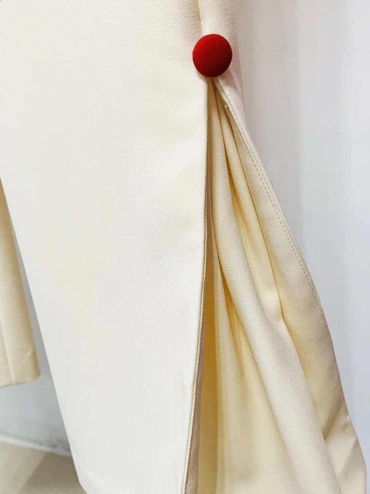 HIGH STREET est er Fashion Runway Suit Set Womens Stylish Color Buttons Trim Blazer Slit Pants Suit 240826