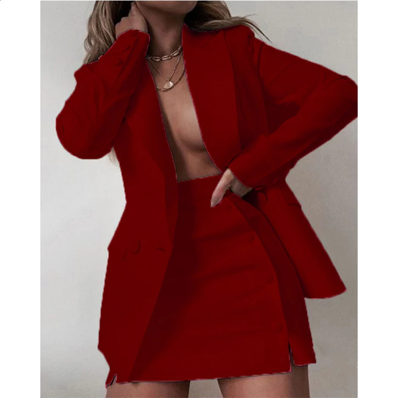 Women 2 Piece Set Fashion Streetwear Long Sleeve Blazer Jacket Sets Coat Shorts Slim Suit Elegant Office Lady Sets 240826