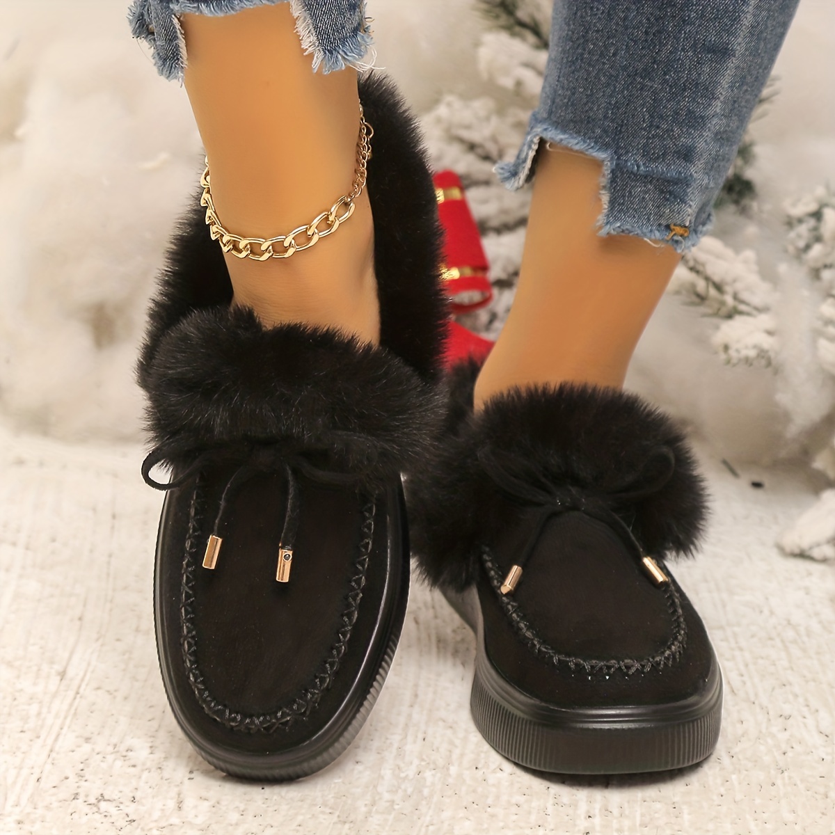 Warm & Cozy Women's Thermal Ankle Boots - Soft Plush Lining, Water-Resistant, Anti-Slip Sole, Comfortable Fit, Perfect for Winter, Snow, Ankle Hi