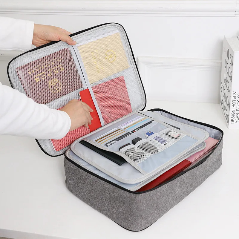 Document Organizer Briefcase A4 Folder Holder Men Womens Bag Cover Purse Passport Home Travel Safe Functional File Storage Case 240827