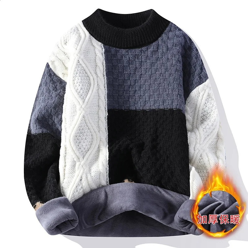 Mens loose and casual knitted sweater winter wool warm and stretchy high-quality mens outerwear sweater 4XL mens clothing 240827
