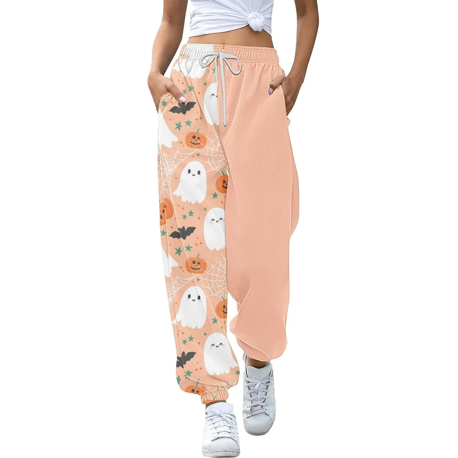 Halloween Cute Element Pattern Printed Pants Womens Drawstring Loose Sleepwear Casual Comfortable Sports Pants Fashion Trousers 240827