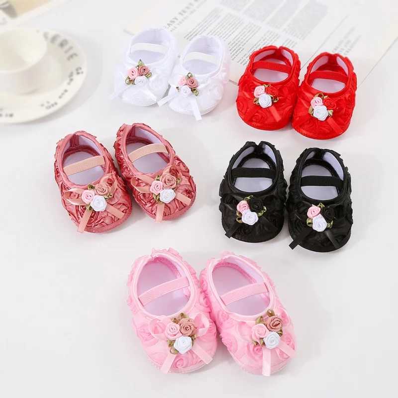 Autumn baby girl shoes decorated with small flowers comfortable cricket shoes for baby walkers roses 0-12 months old M240827