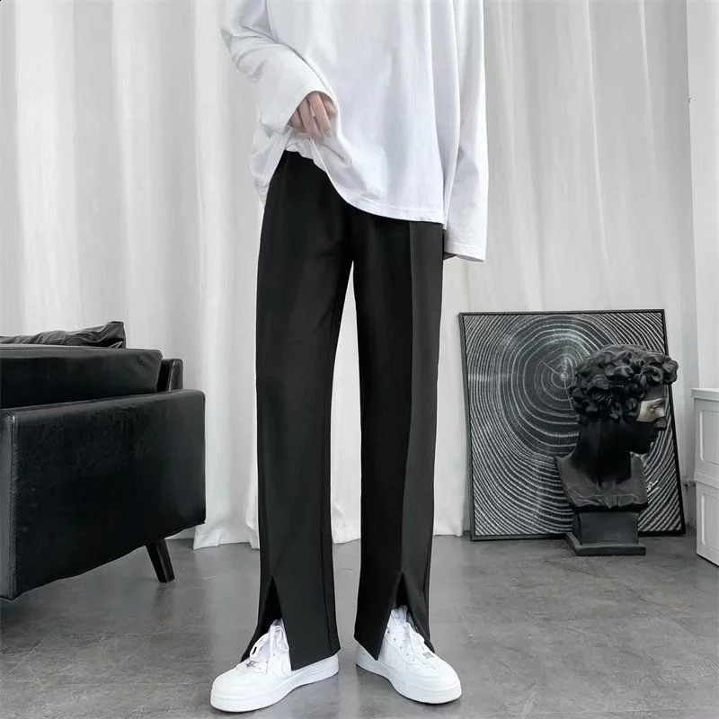 Spring/Summer Black Suit Pants Men Fashion Society Mens Dress Pants Korean Loose Straight Pants Mens Office Formal Trousers 240827