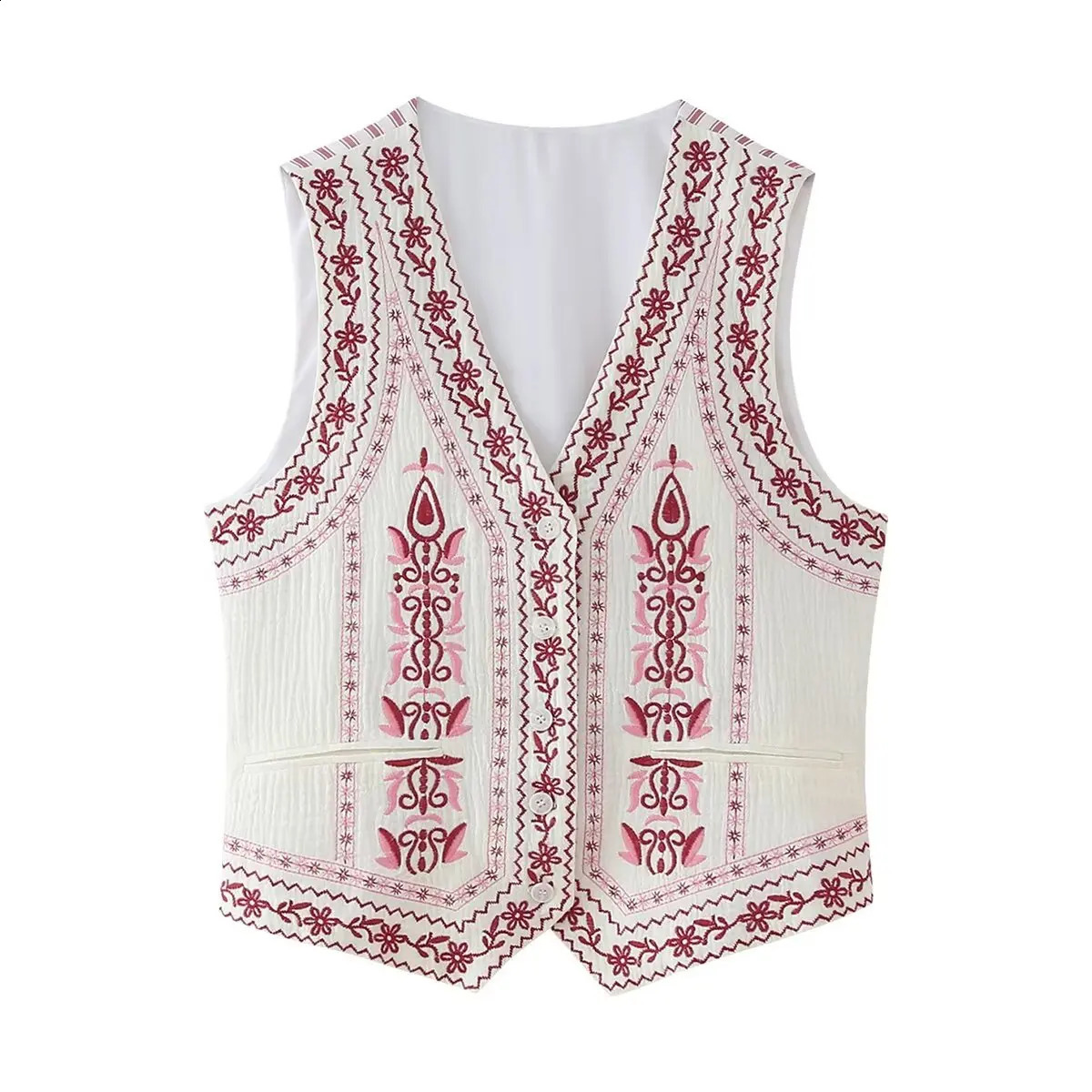2024 ZAR4 Summer Womens Fashion and Versatile Heavy Industry Embroidered Vest 240826