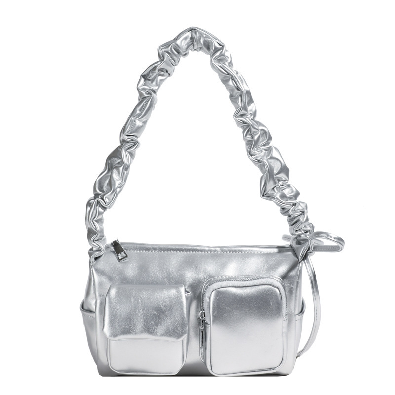 Hot selling Korean niche Instagram casual versatile college student tote women's large capacity pleated multi pocket crossbody bag #26