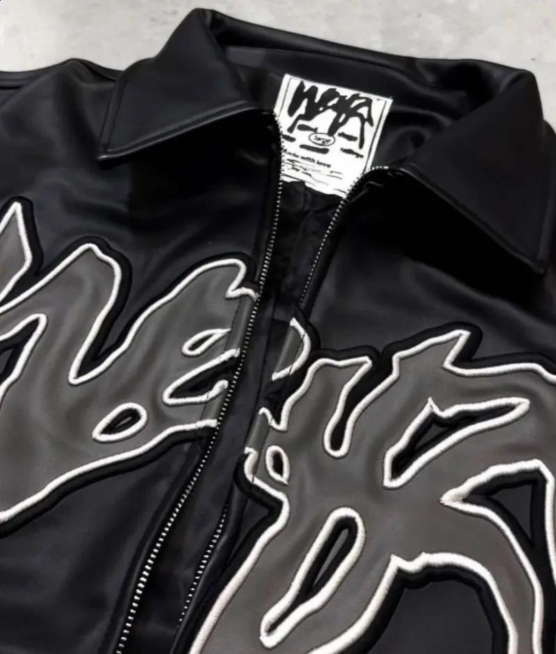 American Fashion Letter Embroidered Leather Women Y2K Haruku Vintage Hip Hop Trend Casual Baseball Uniform Jacket 240827