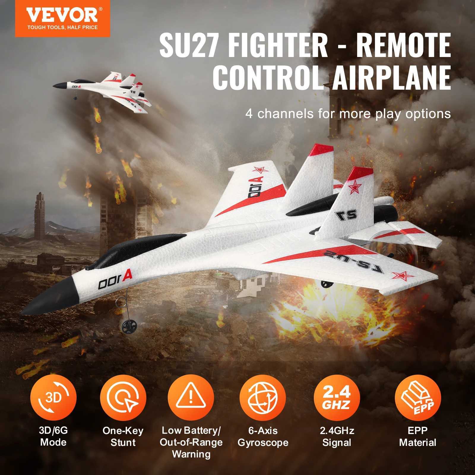 VEVOR SU27 RC 2.4G remote control flight model glider with 2 batteries aircraft foam toy childrens gift Free shipping