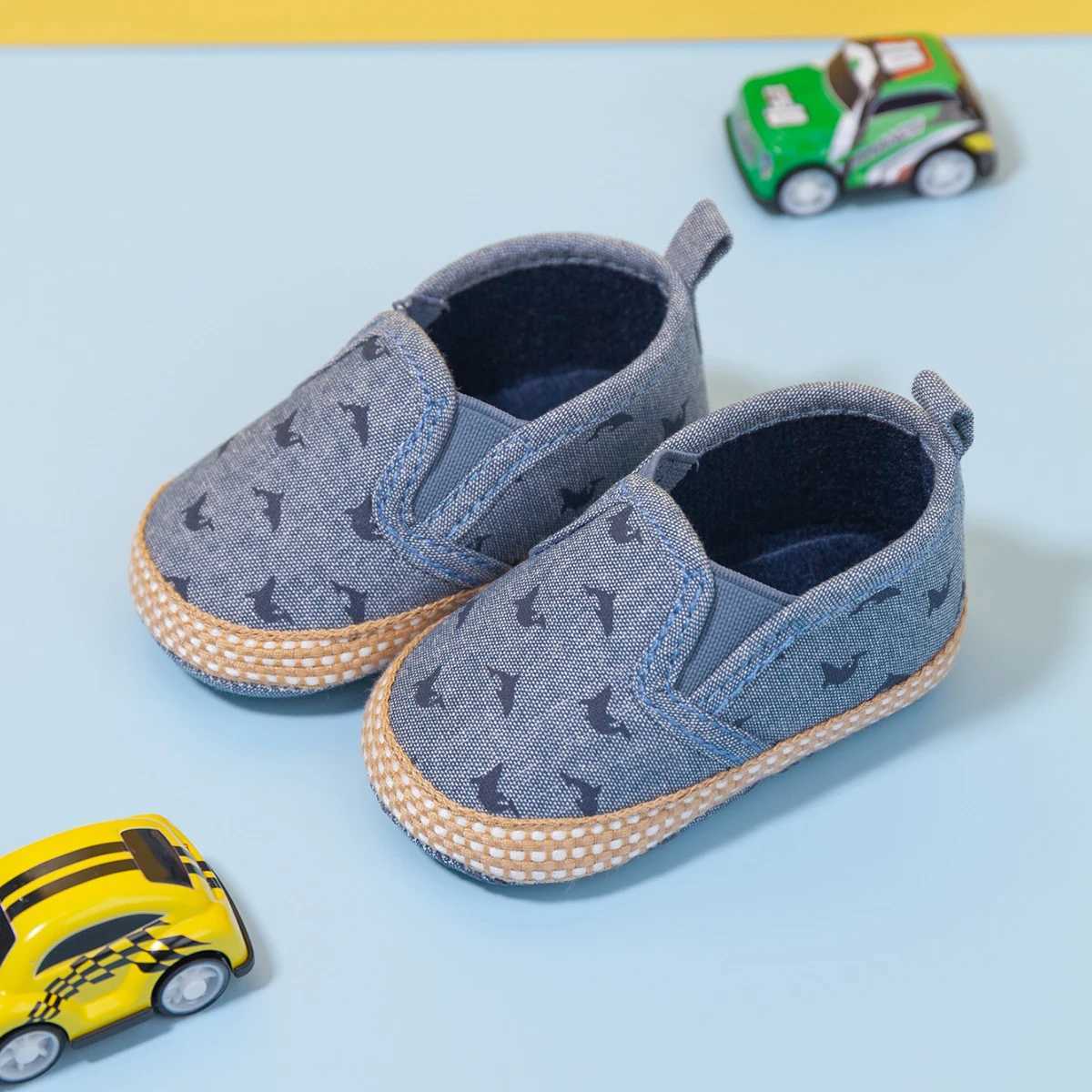 Newborn baby shoes childrens soft sole simple canvas stripe printing 0-18 months old casual boys shoes first step walker board shoes M240827