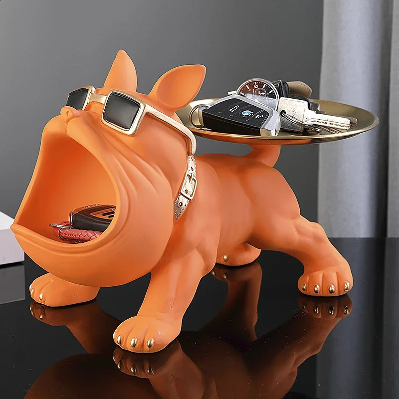 Home Decor Bulldog Figurine Dog Statue Storage Box Animal Ornament Resin Craft Art Sculpture Figurine Home Puppy Sculpture 240827