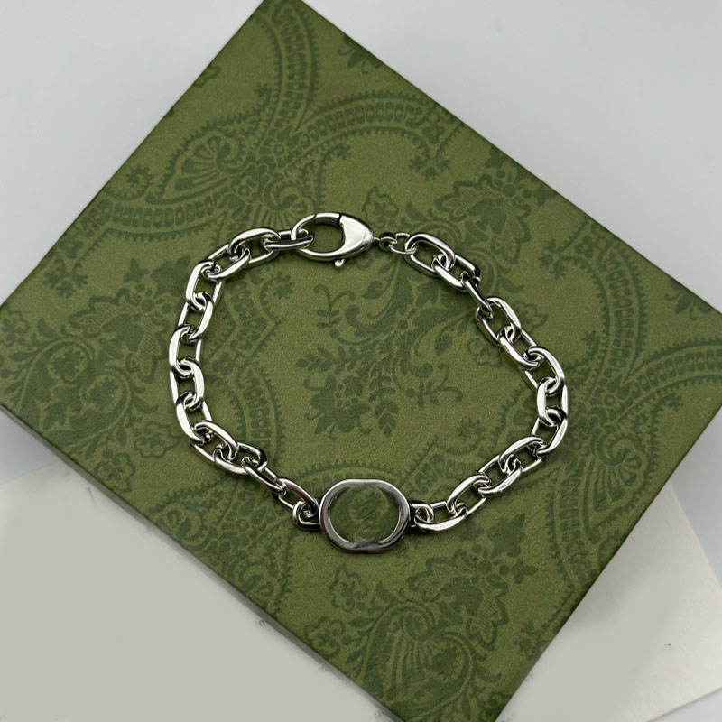 Sterling Silver Charm Bangles Fashionable Letter Charm Bracelet Silver Plated Chain for Women and Men Unisex HipHop Jewelry Z250910