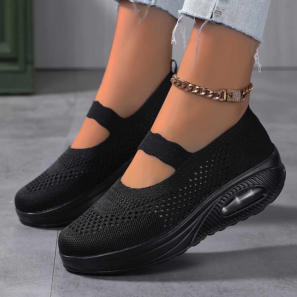 Comfortable Airy Knit Sneakers for Women - Soft, Breathable, and Lightweight Casual Shoes with Slip-On Design, Low Top Profile, and Superior Arch Supp