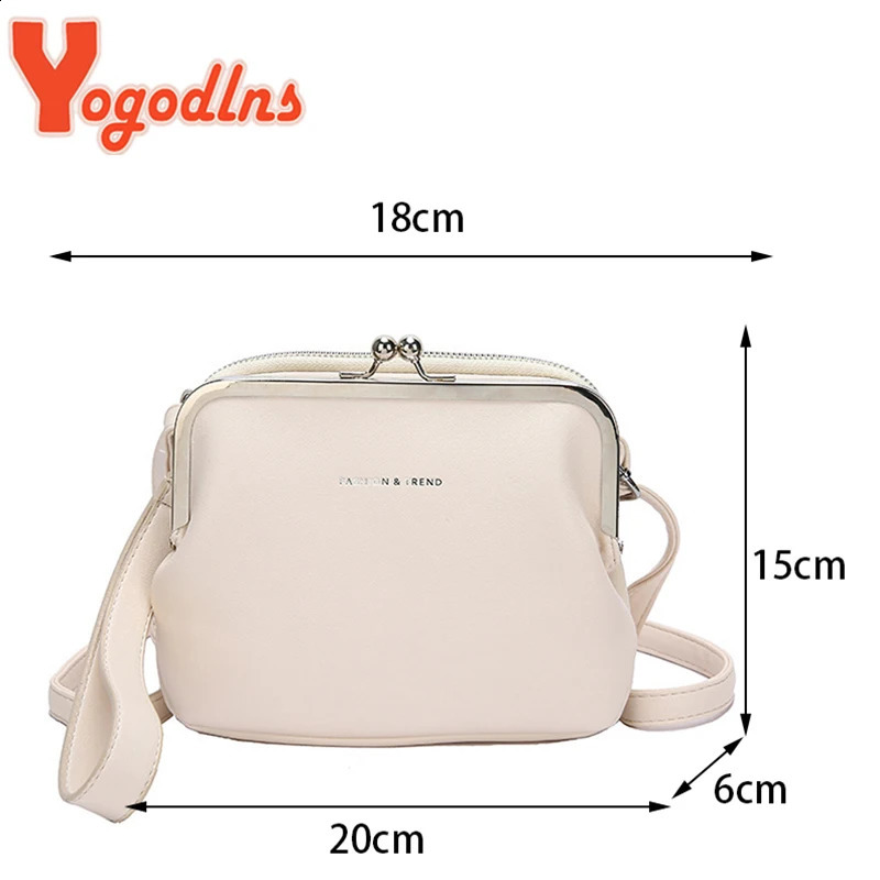 Yogodlns Simple Solid Color Shoulder Bag Female PU Leather Crossbody Fashion Clip Messenger Lady Handbag Purse 240827