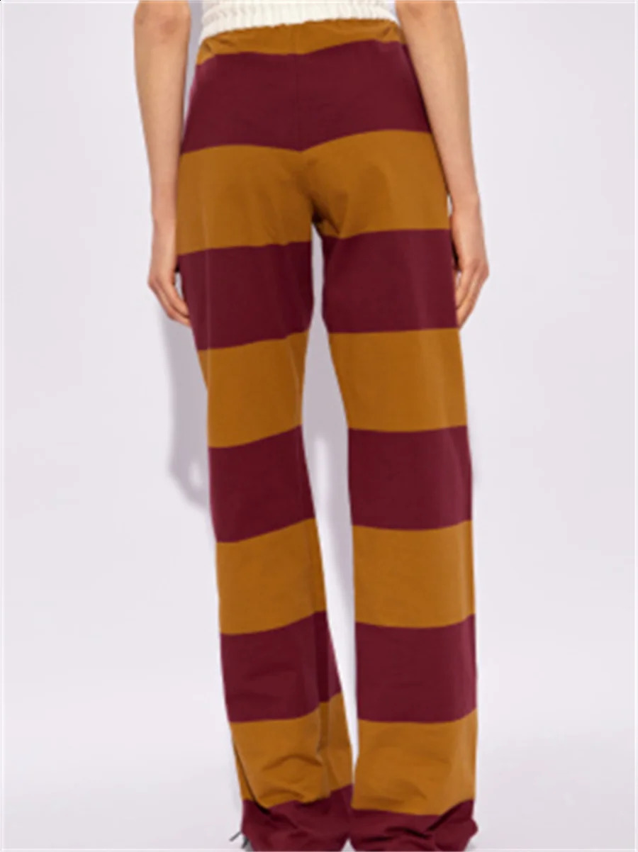Vinatge Green And Purple Striped Lounge Pants Y2k Aesthetic Print Pajama Pants Drawstring High Waist Long Trousers Cozy Bottoms 240827