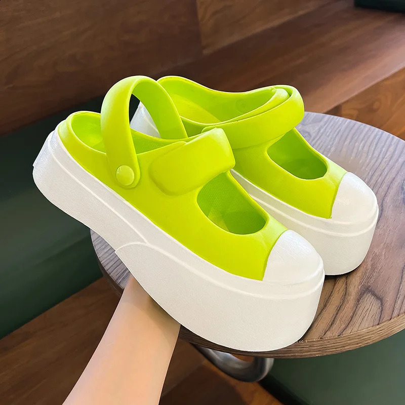 Summer Womens Elevator Thick Bottom Anti slip Mop Slippers Comfortable Soft Durable External Wear resistant Perforated Shoes 240827