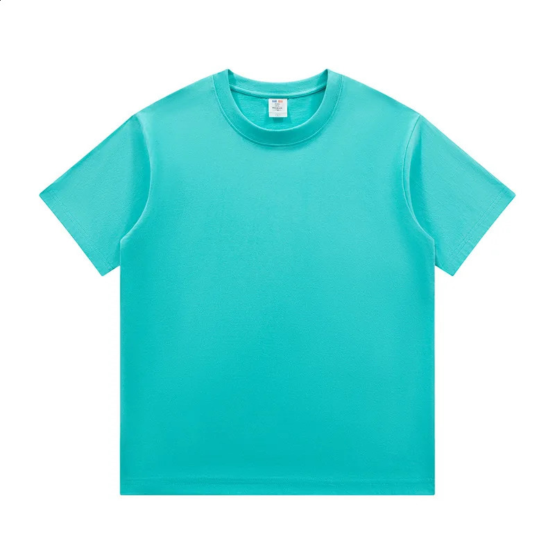 Summer Solid Color 230g Heavy duty Cotton Bottom Mens Casual Round Neck Short Sleeve Tshirt 240827