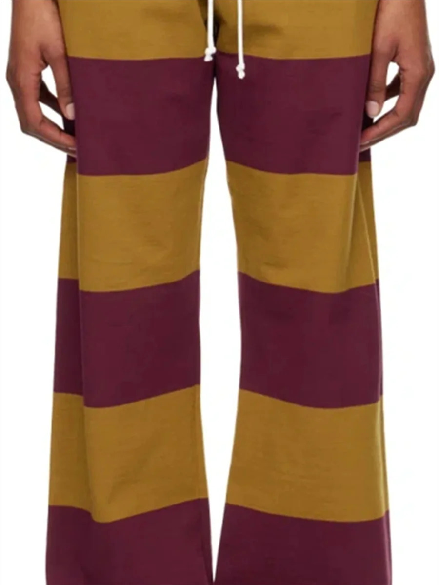 Vinatge Green And Purple Striped Lounge Pants Y2k Aesthetic Print Pajama Pants Drawstring High Waist Long Trousers Cozy Bottoms 240827