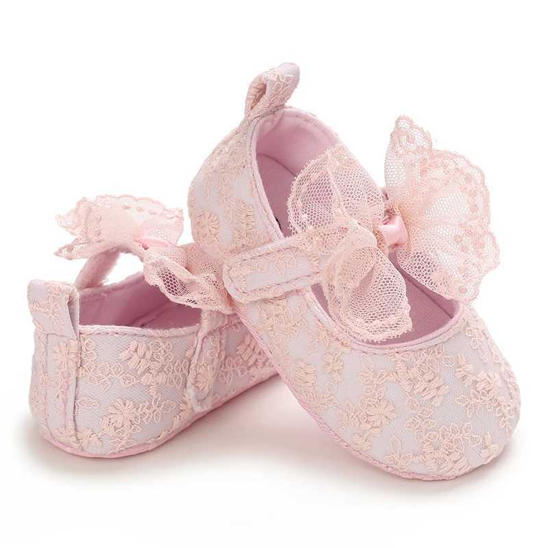 Newborn baby shoes embroidered bow cute anti slip baby soft sole princess shoes celebration event 0-18 months M240827