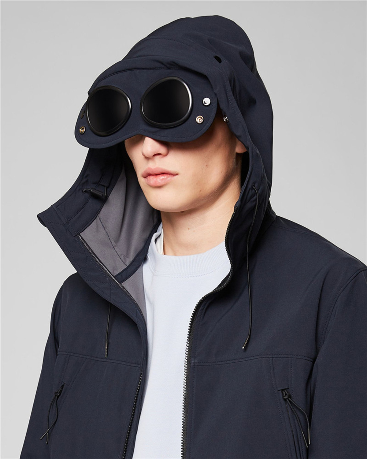Winter Jacket Men's Hoodies fashion 4 colors sport zipper winter jackets size M-2XL long sleeve Shell goggle Hood Jacket Zipper Pocket Lens Hat