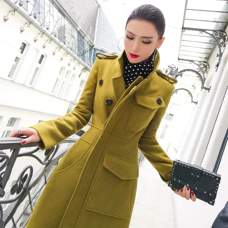 Autumn Winter Clothing Korean Edition Commuting Temperature Ultra Thin Medium Length Wool Coat Fashion Womens 240826