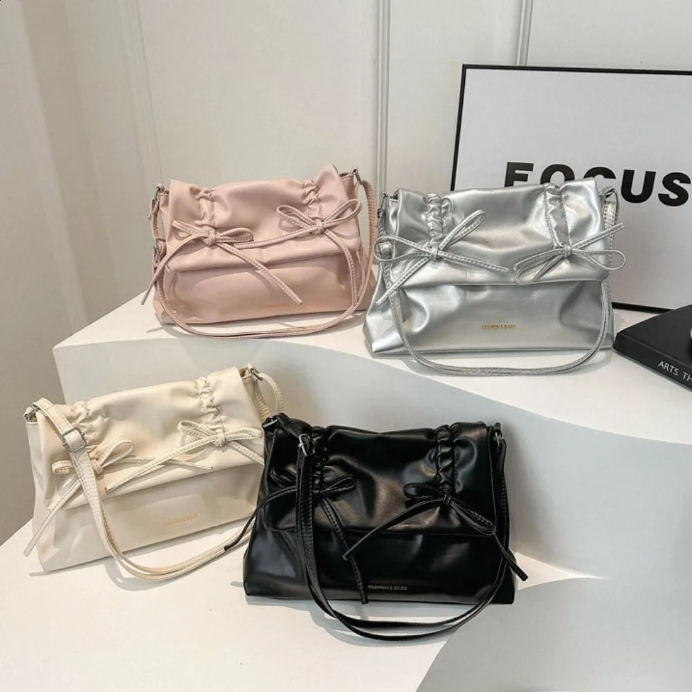 Trendy Bow Shoulder Bag Handbag Casual Messenger Bag Underarm Bag Daily Commuting Bag PU Business Womens Bag 240827