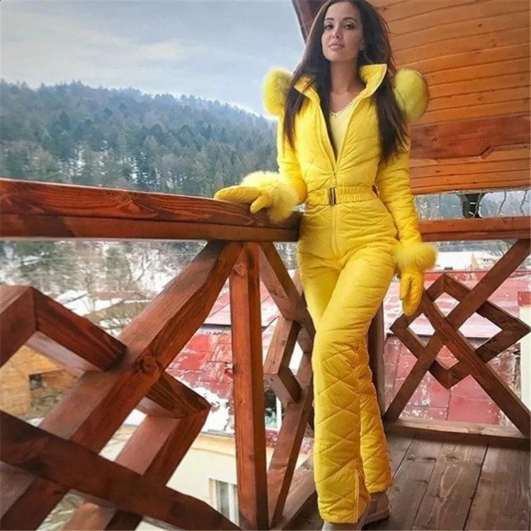 onepiece ski jumpsuit thick winter warm womens snowboard suit outdoor sports pants set zipper 240826