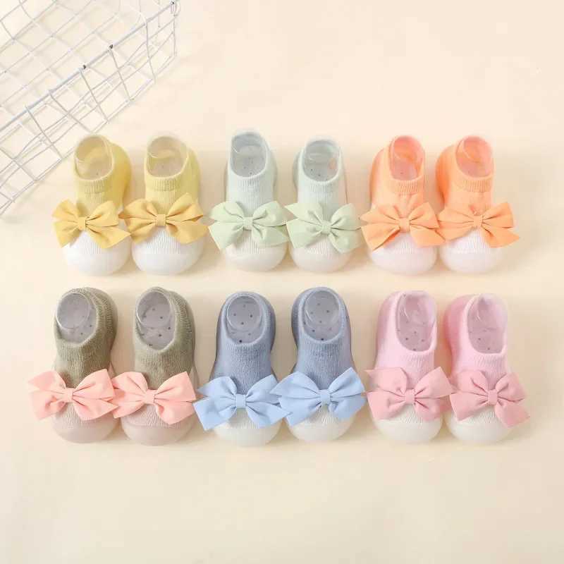 Spring and summer new bow childrens indoor shoes cute princess style baby socks baby walking shoes M240827