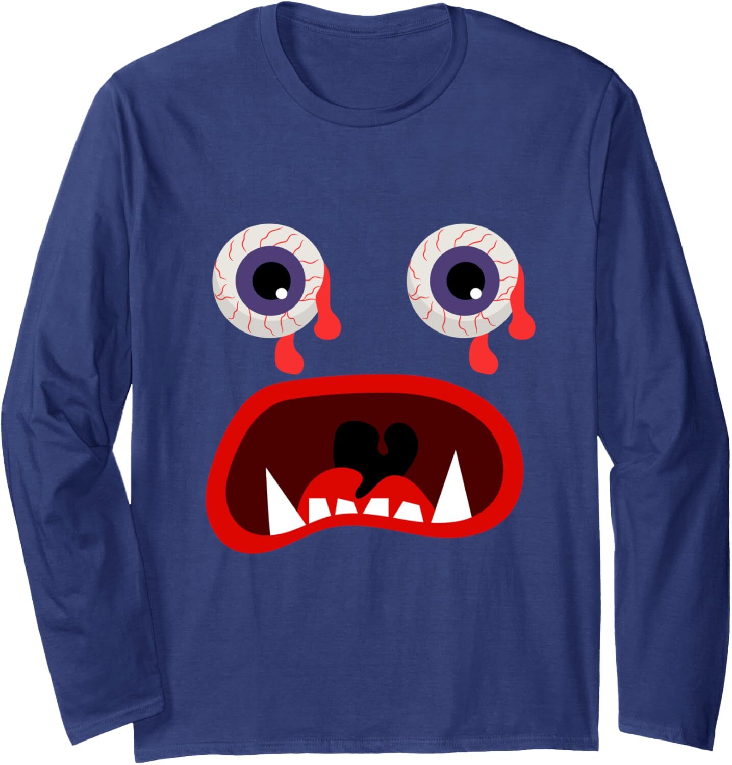 Long Sleeve Shirts for Men sweatshirt Scary Cartoon Eyes Mouth Halloween Costume Gift Long Sleeve Tee Streetwear Casual tops clothes 2025