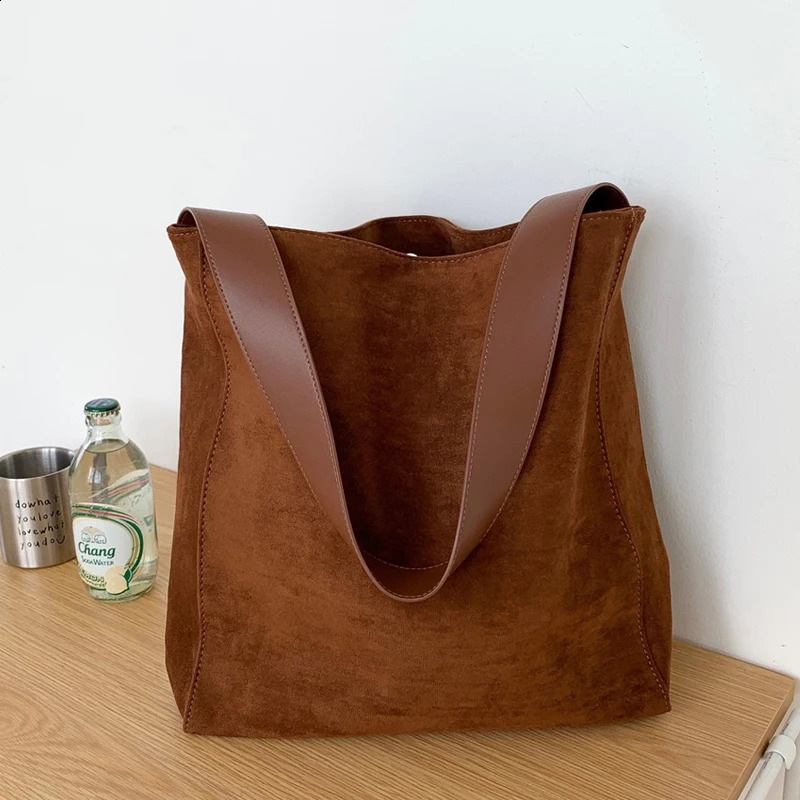 MEDIOW Korean Large Capacity Casual Bags For Women Handbags Purse 2023 In Faux Suede Nubuck Leather Shoulder 240826Z