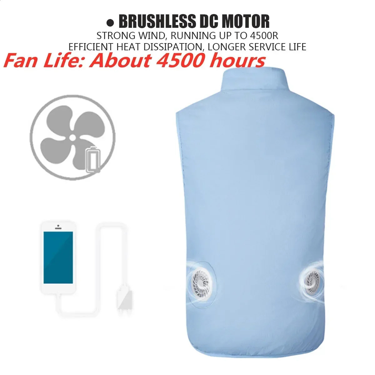 Summer Fan Tank Top Mens Cool USB Cooling Outdoor Camping Air Conditioning Clothing Waterproof Sleeveless Jacket 240827