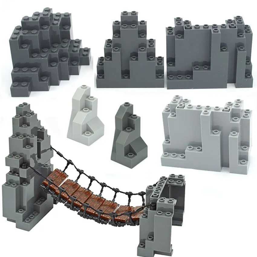 Moc Rock Panel Rockery Mountain 6082 6083 23996 DIY City View Bulk Building Blocks Compatible with Assembled Particle Toys Free shipping