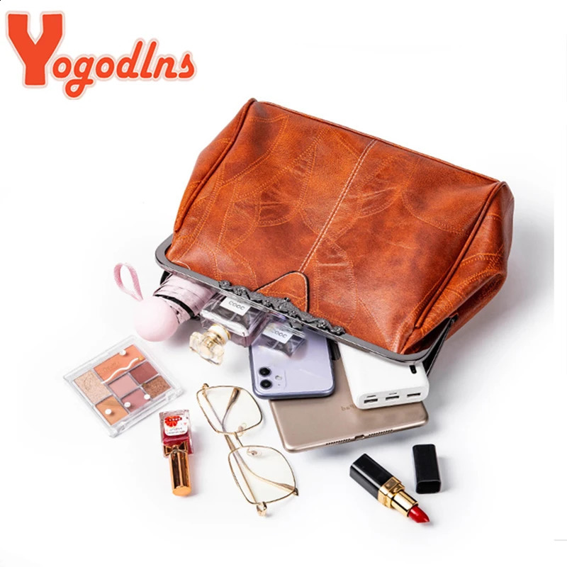 Yogodlns Vintage Clip Hand Bag For Women Soft Leather Shoulder Fashion s Evening Wallet Shopping Crossbody Bolso 240827