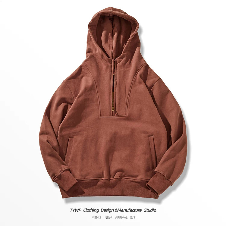 Autumn and Winter American Retro 500G Thick Velvet Knitted Hooded Hoodies Mens 100% Cotton Washed Heavyweight Casual Jacket 240826