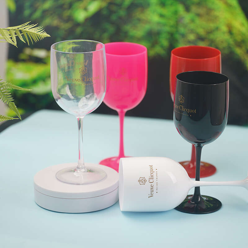 Veuve Clicquot Flutes Plastic Wine Glasses Dishwasher-Safe White Orange Acrylic Champagne Glass Beer Whiskey Party Cups