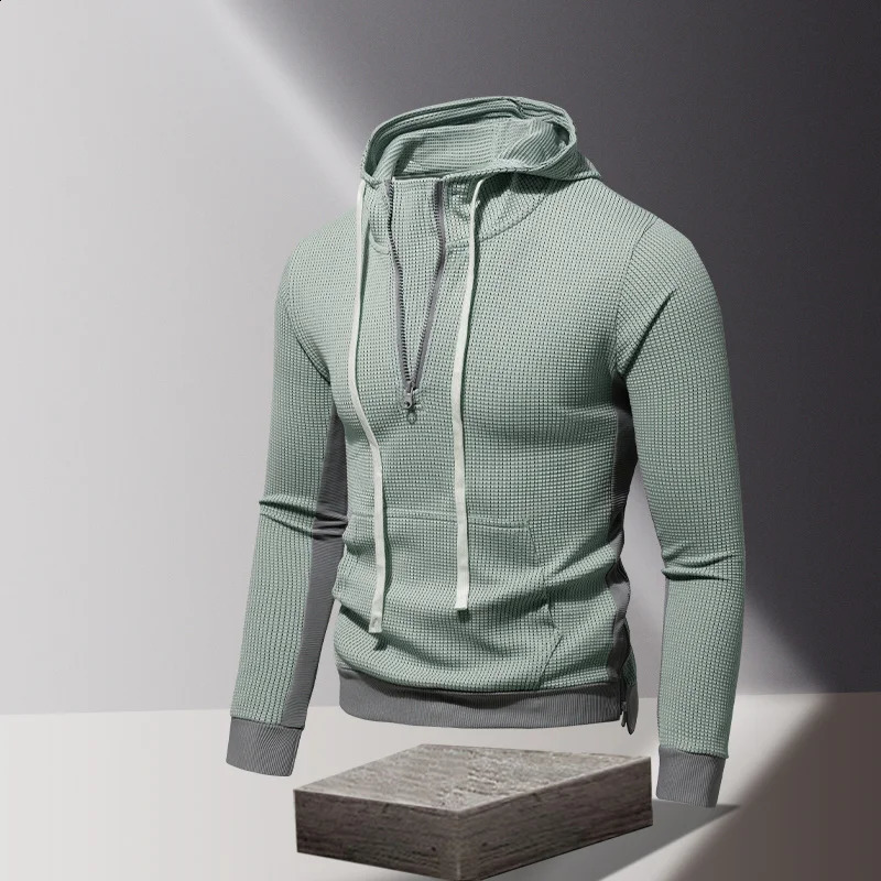 Spring and Autumn Mens Long Sleeve Hoodie Personalized Half Collar Fashion Edition Sports Fitness Tshirt 240827