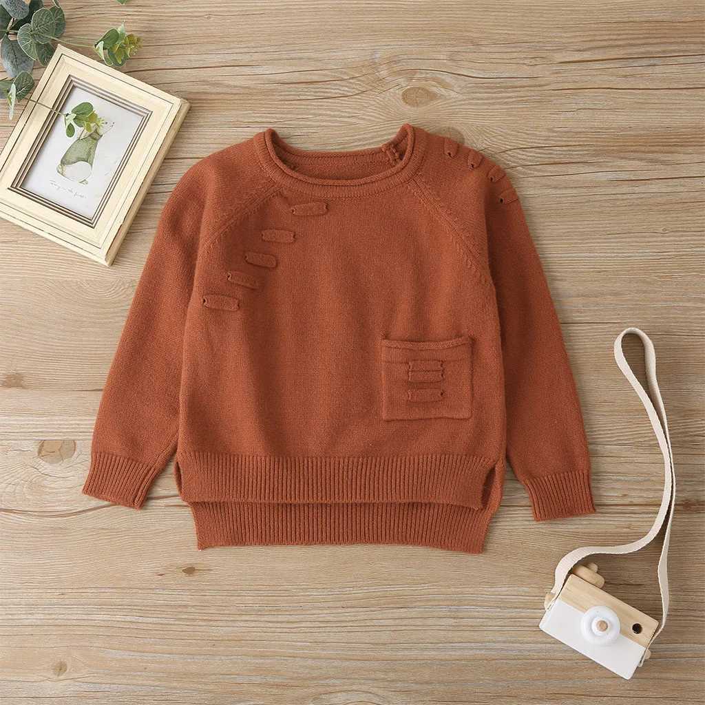 Autumn Boys and Girls Knitted Flower Childrens Winter Clothing Cotton Sweater Pure Cotton Baby Pullover Girls Top Ropa Bebe InviernoW240824