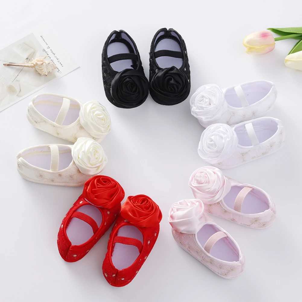 Baywell Flowers first pair of walking shoes designed for newborn baby girls soft and perfect suitable for baptisms or special occasions M240827