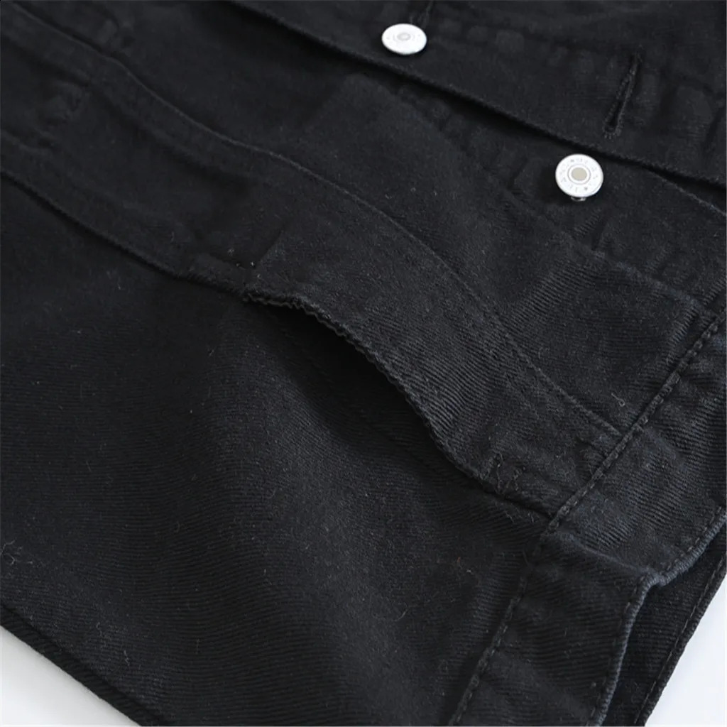 Mens Fashion Sleeveless Denim Vest Autumn Casual Solid Color Cowboy Jacket Slim Fit Single-breasted Jeans Streetwear 240826